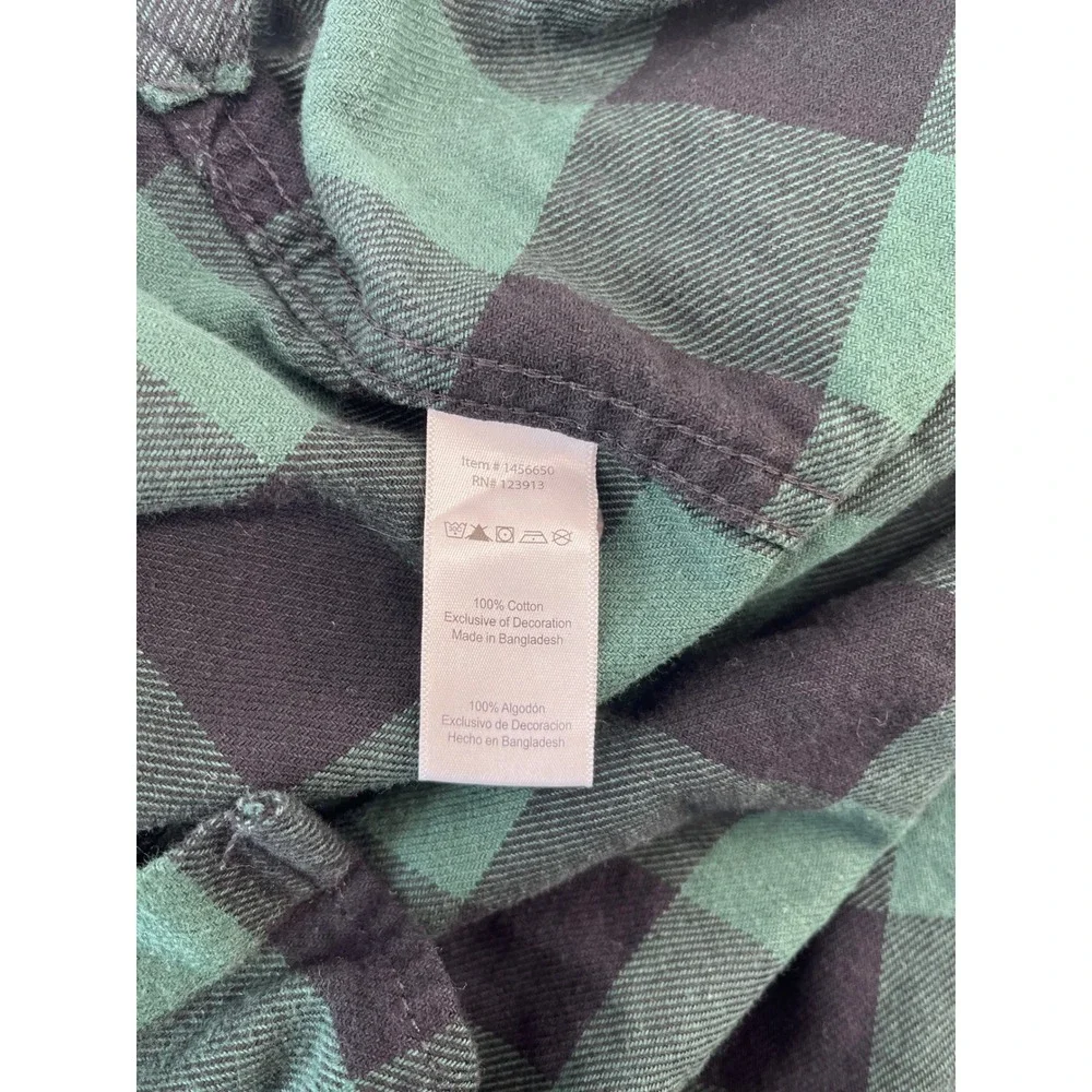 J. Crew Flannel Shirt Mens L Green Black Buffalo Plaid Cotton Grunge Rustic